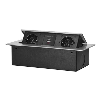 Abbildung von Miratic Schreibtisch Steckdose Tischsteckdose Versenkbar Modern mit Flachem Rand kein Stromkabel 2X USB Ladegerät (Typ A und C; 3,6A)