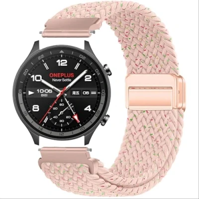 Abbildung von GIOPUEY Armband Kompatibel mit OnePlus Watch 2R, Geflochtenes Nylon [Unisex] elastisch Ersatzarmband Pink