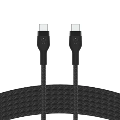 Abbildung von Belkin BoostCharge Pro Flex geflochtenes USB C/USB C Ladekabel, IF zertifiziert zum Schnellladen mit Power Delivery PD für iPhone 15, Galaxy S24, Pixel, iPad Pro, Mini, MacBook, 3 m Schwarz