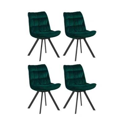 Abbildung von Home4You Polsterstuhl, 4er Set, Grün, Samt, Metallgestell