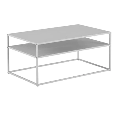 Abbildung von FineBuy Couchtisch 100x60x45 cm Metall Wohnzimmertisch Industrial Weiß, Sofatisch Stahl mit Stauraum, Loungetisch Ablagefach, Kaffeetisch Beistelltisch Eckig