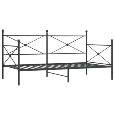 Abbildung von vidaXL Tagesbett ohne Matratze Schwarz 100x200 cm Stahl, Schlafbett, Schlafsofa, Couchbett, Gästebett, Tagesbettsofa, bequemes Schlafsofa