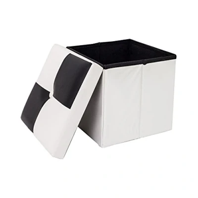 Abbildung von Rebecca Mobili Puff Truhe Weiß Schwarz, gepolstert, Urban, Wohnzimmer Schlafzimmer Maße: 30 x cm (HxLxB) Art. RE4258