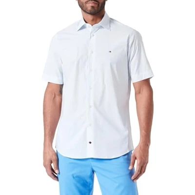 Abbildung von Tommy Hilfiger Kurzarm Hemd bleu, Herren, Größe: 39, Bleu