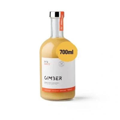 Abbildung von Gimber BRUT N2 Biologisches Ingwerkonzentrat 700ml neue rezeptur Weniger Zucker Alkoholfreies Bio Getränk aus Ingwer, Yuzu Frucht und Zitronenthymian das Ingwer Konzentrat