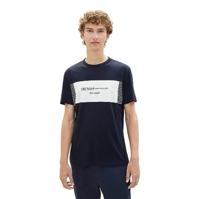 Abbildung von TOM Tailor Denim Tshirt print, Herren, Größe: Large, Sky captain blue