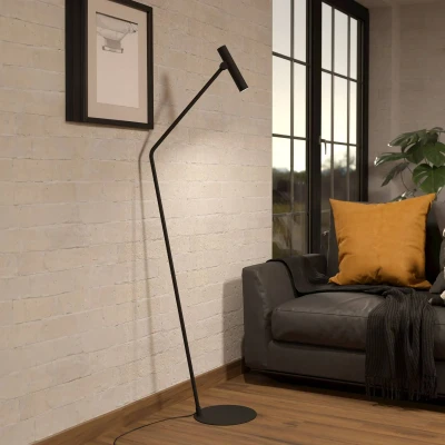 Abbildung von Eglo 900909 LED Stehleuchte ALMUDAINA Stahl schwarz 1X5W 3000K H:157cm mit Fußtrittschalter