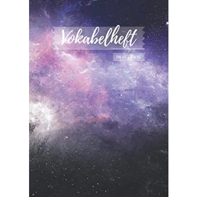 Abbildung von Vokabelheft DIN A4: 2 Spalten liniert Schulheft in A4 Format lila Universum mit 70 Seiten fuer Vokabeln und Fremdsprachen ( Englisch, Franzoesisch,italenisch latein etc.)