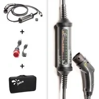 Abbildung von Juice Booster 2 Basic Set, Mobile Wallbox 22kW Installationsfrei, Ladegerät für BEV mit Typ Ladekabel E Auto, Superleicht &amp; Flexibel, IP67 Wasserdicht, Inkl. Adapter CEE32 Rot 3 Phasig + EU Schuko