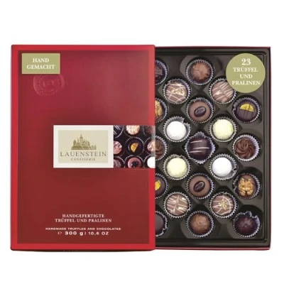 Abbildung von Lauensteiner Trüffel und Pralinenspezialitäten 300g, 23 Pralinen 12 Sorten mit Alkohol Geschenk für Mann oder Frau
