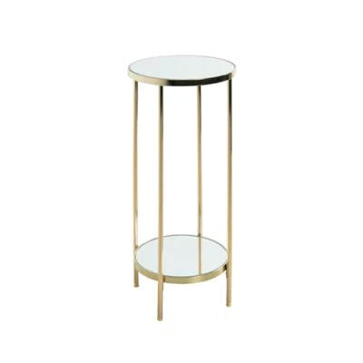 Abbildung von HAKU Möbel Blumensäule vermessingt, Metall, Spiegel 5 mm Maße: H 66 cm x Ø 28 cm, Style: Art Deco