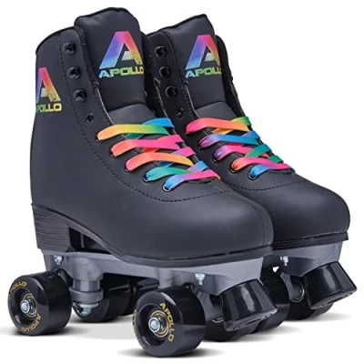 Abbildung von Apollo Disco Roller, Classic Roller Rollschuhe für Kinder und Erwachsene größenverstellbare Quad Skates, 3 Größen, verstellbar von 31 bis 42 Damen in schicken Designs