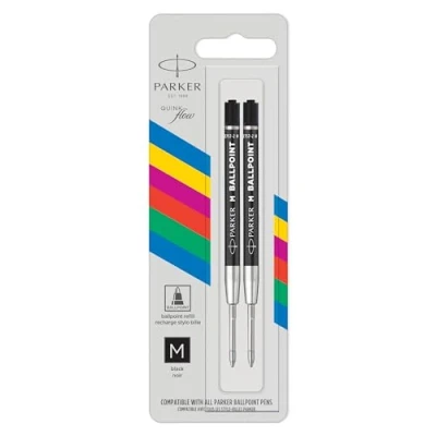 Abbildung von Parker Kugelschreiberminen mittlere Spitze schwarze QUINKflow Tinte 20 Ersatzminen für Kugelschreiber