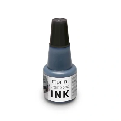 Abbildung von Imprint Nachfülltinte 7711 für Handstempelkissen 9071M, 9072M, 9073M 1 Nachfüllfläschchen, Füllmenge 24ml, schwarz, wasserbasierte Stempelfarbe, sauberer Abdruck, Größe 7,5 x 3 cm