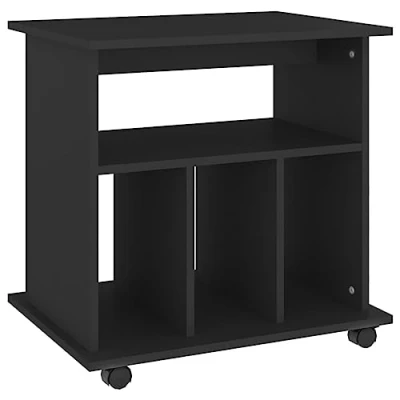 Abbildung von vidaXL Rollschrank mit Fächern Rollcontainer Büroschrank Aktenschrank Bürocontainer Schrank Büro Druckerschrank Schwarz 60x45x60cm Holzwerkstoff