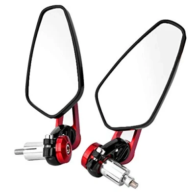 Abbildung von Qiilu 7/8 Zoll 22 mm Rückspiegel und Lenkerendkappen Universal Motorrad Aluminiumlegierung 1 Paar (rot)