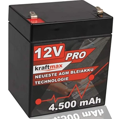 Abbildung von kraftmax Industrial Pro Bleiakku [ 12V / 4,5Ah ] AGM Hochleistungs Blei Akku der Neusten Generation