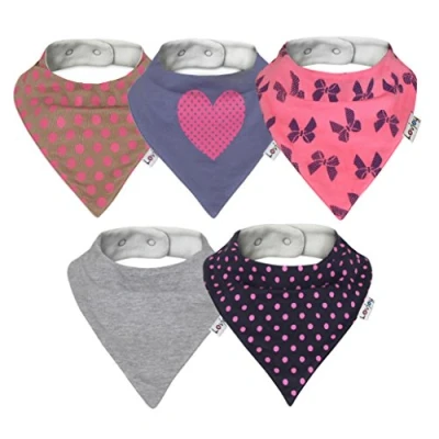 Abbildung von Lovjoy Bandana Baby Halstuch Lätzchen, Dreieckstucher, Für 0 3 Jahre, 5er Pack (Liebe Polka)