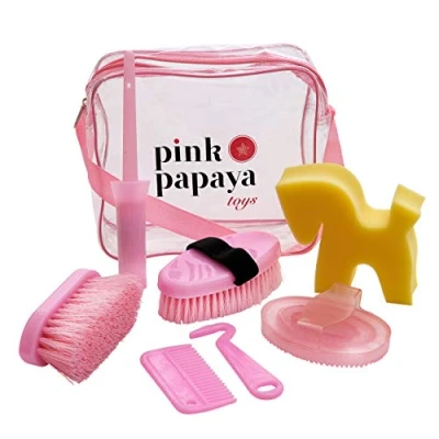 Abbildung von Pink Papaya Spiel, Kinderspiel Putztasche &quot;Lexington&quot; 7 teilige Pony Putzbox in Pink, die ideale Ergänzung für alle Pferde