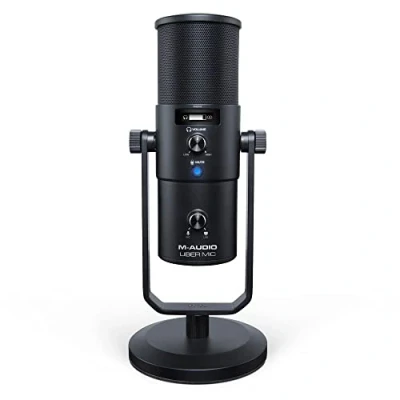 Abbildung von M Audio Uber Mic USB Kondensator Mikrofon für Gaming, Streaming, Podcast, Studioaufnahmen, mit 4 Richtcharakteristiken, Mute Taste, Kopfhörer Out