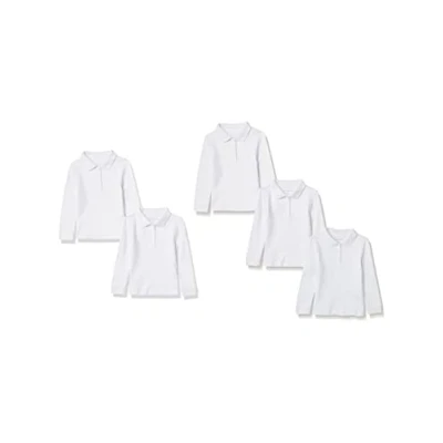 Abbildung von Amazon Essentials Mädchen Langärmelige Interlock Poloshirts, 5er Pack, Weiß, 8 Jahre