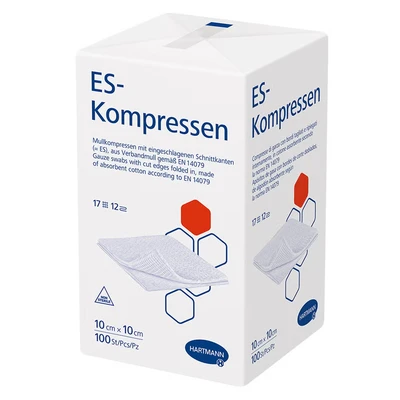 Abbildung von ES Kompressen unsteril 10 x 10cm 12 fach 100