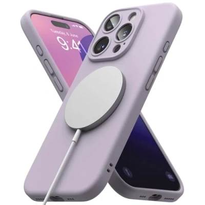 Abbildung von Ringke Silicone Magnetic Case [Kompatibel mit MagSafe] für iPhone 16 Pro Hülle, Weiche Beschichtung Anti Kratzer Schlank Leicht Schutz Handyhülle Magnet Ladegerät/Zubehör Light Purple