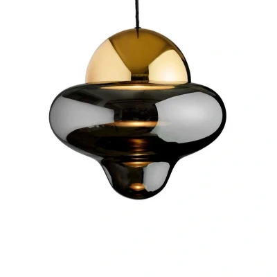 Abbildung von LED Hängeleuchte Nutty XL, rauchgrau / goldfarben, Ø 30 cm