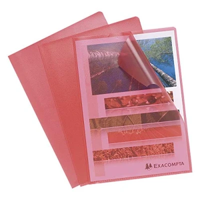 Abbildung von Exacompta 56113E 10er Pack PP Kunststoff Aktenhüllen. für DIN A4 transparent genarbt grün oben und seitlich offen Plastikhülle Klarsichthülle Büro die mobile Organisation