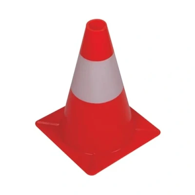 Abbildung von Perel Leitkegel zum Markieren, Absichern oder Absperren von Gefahrenzonen, Baustellen, Bereichen und Wegen, Rot/Weiß, 30 cm