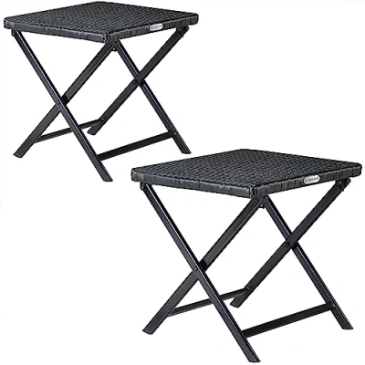 Abbildung von Casaria Gartenstuhl Rom (2 St), Polyrattan 2er Set 110kg Belastbarkeit 44x40x44cm Klappbar Leicht