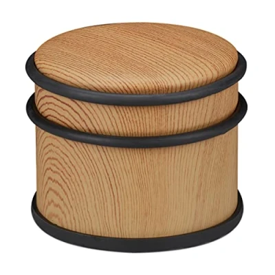 Abbildung von 10 x Türstopper, für schwere Türen &amp; Fenster, Edelstahl Gummi, Holzoptik, hoher Bodenpuffer, ∅ 9,5 cm, braun (10)
