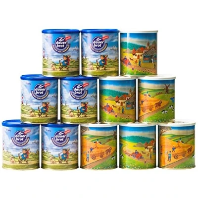 Abbildung von 12 x 500g (6kg) dauerbrot Sortiment, Dosenbrot, Roggenvollkorn 6 heller und dunkel