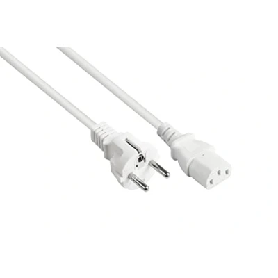 Abbildung von Good Connections Netzkabel 1,5 m Schutzkontakt Stecker Typ E+F (CEE 7/7, gerade) an C13 Kaltgerätebuchse (gerade) KUPFERLEITER CU 0,75 mm² KALTGERÄTE Anschlusskabel WEISS
