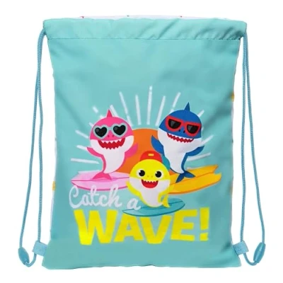 Abbildung von BABY SHARK SURFING Flacher Junior Rucksack, ideal für Kinder unterschiedlichen Alters, bequem und vielseitig, Qualität Widerstandsfähigkeit, 26 x 34 cm, Blau Weiß, blau/weiß,