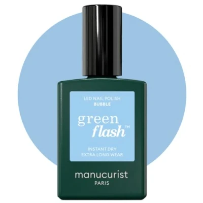Abbildung von MANUCURIST Green Flash™ UV Nagellack Pastell Blau Bubble Hema Free Lack 12 Lack, Bio basiert Nägel Selber Machen für Lampe Gel 15 ml