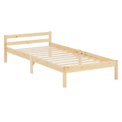 Abbildung von Homestyle4u 888, Bett Holzbett 90x200 mit Lattenrost Kiefer Massiv Bettgestell Einzelbett Holz Natur Massivholzbett