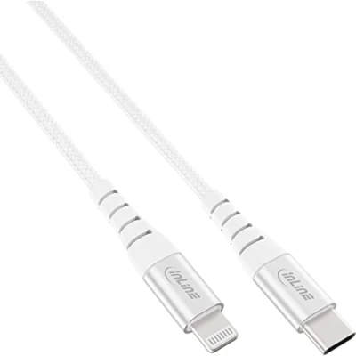 Abbildung von InLine® USB C Lightning Kabel, für iPad, iPhone, iPod, silber/Alu, 2m MFi zertifiziert