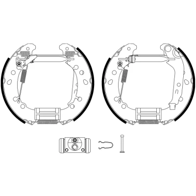 Abbildung von TEXTAR Shoe Kit Pro 84075000 Bremsensatz, Trommelbremse mit Radbremszylinder, Stellelement TOYOTA: Yaris II Schrägheck