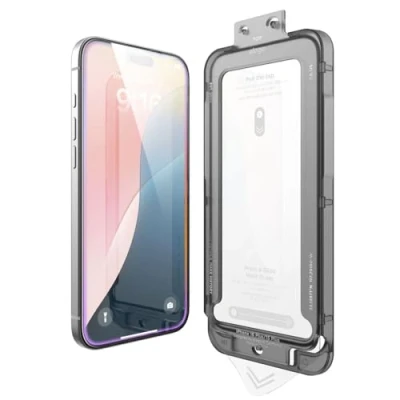 Abbildung von elago Panzerglas+ Displayschutzfolie Kompatibel mit iPhone 16 Plus 6,7 Zoll Schutzfolie, 9H Oberflächenhärte, Anti Fingerabdruck, Bruchsicher, Kratzschutz, kristallklare Klarheit, Blasenfrei