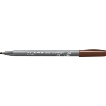 Abbildung von STAEDTLER Kalligraphie Fasermaler pigment Arts, braun, 2,00 mm Kalligraphiespitze, pigmentierte Premium Zeichentusche, wasserfest, Handlettering Einzelstift, 375 76