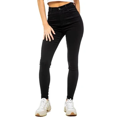 Abbildung von 989Zé ENZO Damen Jeans Skinny Stretch Hohe Taille Denim Hose, Schwarz , 46