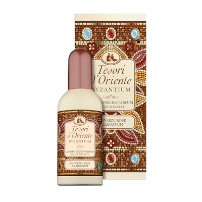 Abbildung von Tesori d&#039;Oriente EDT Byzantium 100 ml, aromatisches Parfüm (schwarze Rose &amp; Labdanum), im Aluminiumflakon, Wellness Ritual für Körper Sinne