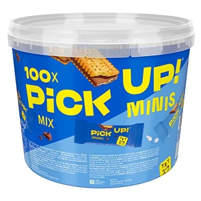 Abbildung von PiCK UP! minis Original + Choco&amp;Milk (1 x 1.06 kg), Mini Riegel als Snack mit knackiger Milchschokoladentafel zwischen zwei Keksen, 100 Portionspackungen