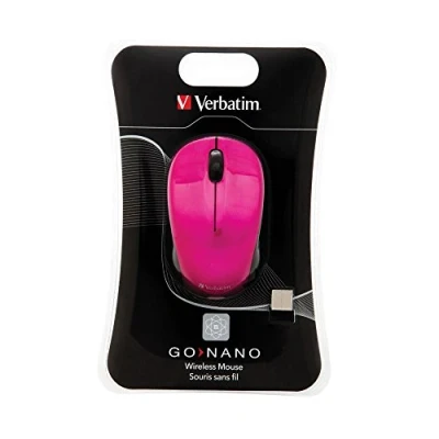 Abbildung von Verbatim GO Nano Computermaus, kabellose Maus mit 3 Tasten, Funkmaus für Laptop, Notebook, PC und MAC 2,4 GHz Funktechnologie 1600 dpi, Verbindung via Receiver, Pink