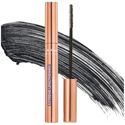 Abbildung von M. Asam MAGIC FINISH Extreme Lengthening Mascara Deep Black (7ml) Wasserfeste Wimperntusche für Verlängerung &amp; Definition, im Schwarz mit Skinny Brush, Lange Wimpern