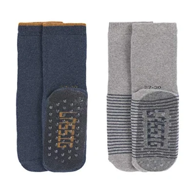 Abbildung von LÄSSIG Unisex Kinder Anti Rutsch Socken 2er Set/ Blue Grey Größe 19 22