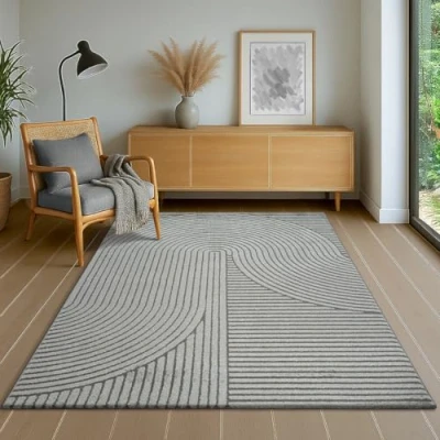 Abbildung von the carpet Everest moderner Kurzflor Teppich Wohnzimmer Schlafzimmer mit Hoch Tief Effekt, 3D hohe Flordichte und angenehm weich, Panglao Design, Grau, 80 x 150 cm