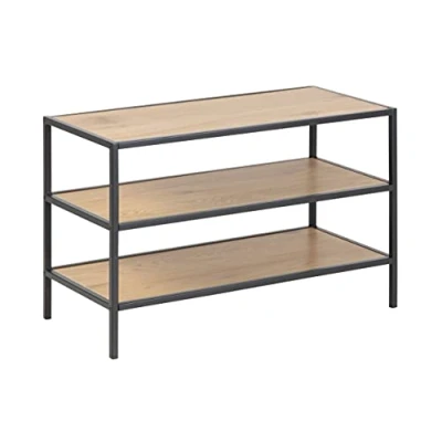 Abbildung von AC Design Furniture Jörn Schuhregal mit 2 Ablagen in Wildeiche Optik und Schwarzem Stahlrahmen, Schuhschrank til Flur, Flurmöbel, B: 77 x H: 50 T: 35 cm