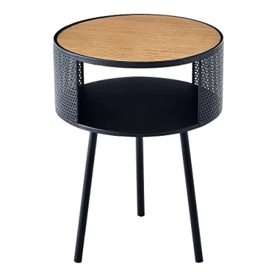 Abbildung von en.casa Beistelltisch, »Bjørnsund« Couchtisch Satztisch 45 x 34 cm Schwarz/Holz Optik
